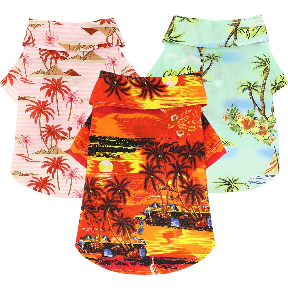 Camisas de gato de Estilo Hawaiano, ropa de playa, chaleco, camiseta Floral para mascotas, perros pequeños y grandes, gatos, Chihuahua, cachorro, suministros para mascotas