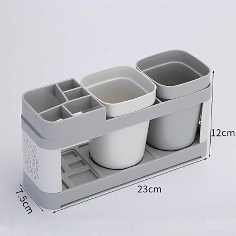 Multi-função de grande capacidade titular escova de dentes único casal cremalheira creme dental lavagem boca copo terno titular com bandeja: Double
