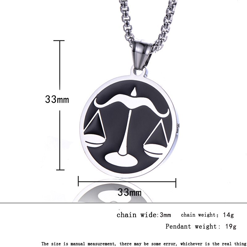 Zodiac sign 12 constellation pendants necklace men stainless steel male accessories simple silver necklace chains