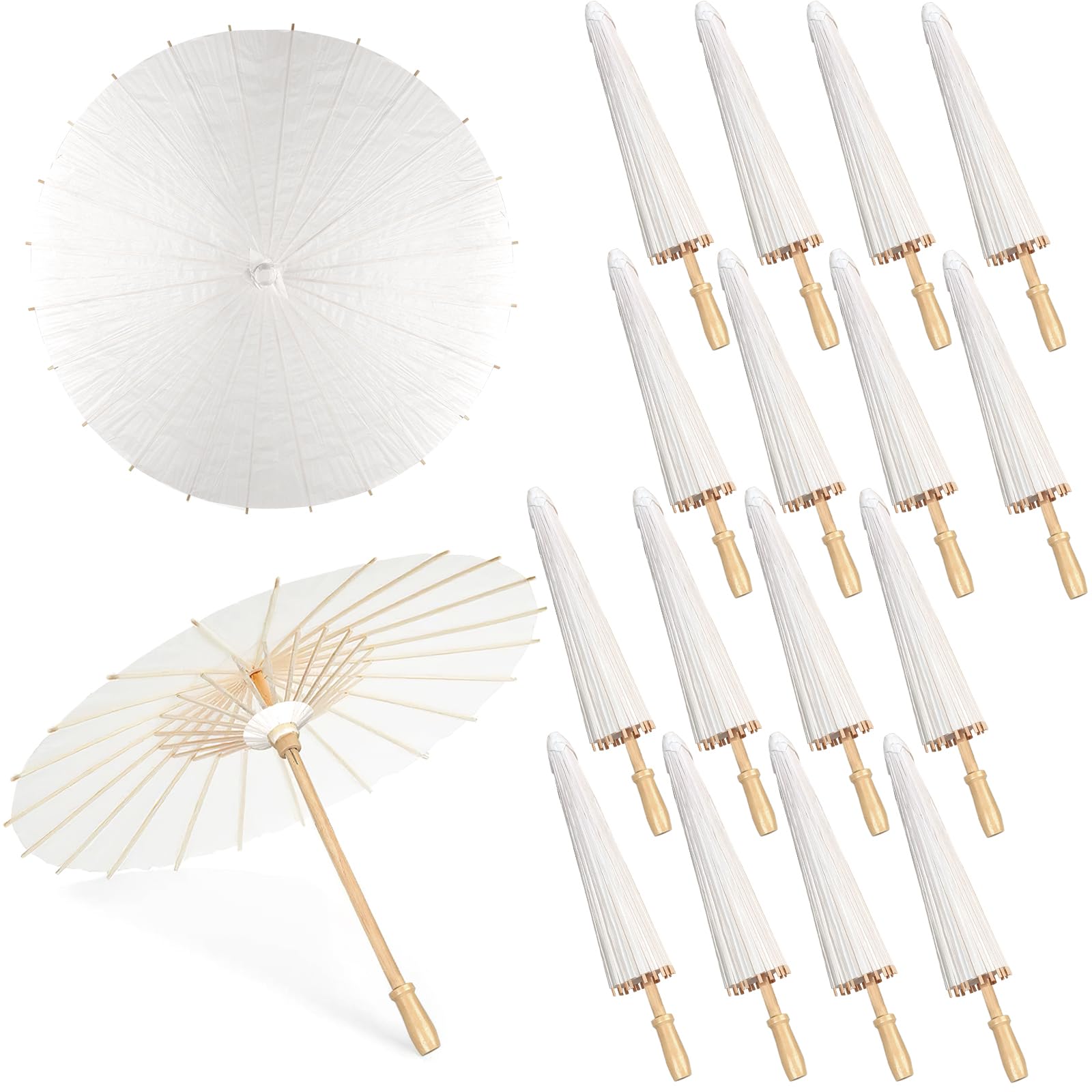 60/84cm Wedding Paper Umbrellas Chinese Wooden handle White DIY Rustic Photography Props for Baby Shower Party Wedding