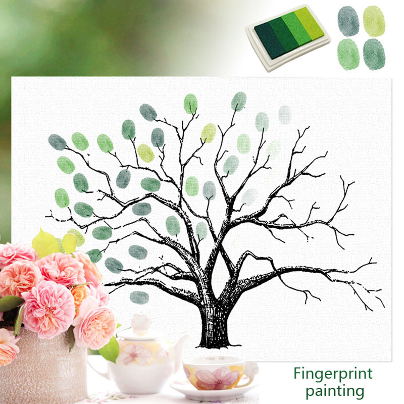 Diy træ form fingeraftryk maleri lærred baby shower stue ægteskab rustik bryllup hjem dekorationer signatur