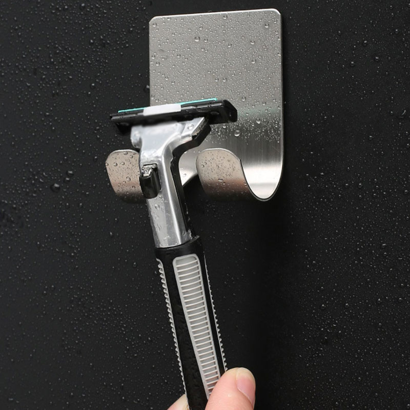 Porte-rasoir manuel en acier inoxydable pour hommes, 1 pièce, porte-rasoir de salle de bain, crochet de rangement mural adhésif