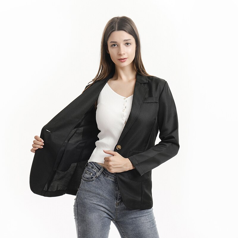 Blazer feminino kvinder blazer formelle blazere dame kontor arbejdssæt lommer damejakke vinrød slanke blazere