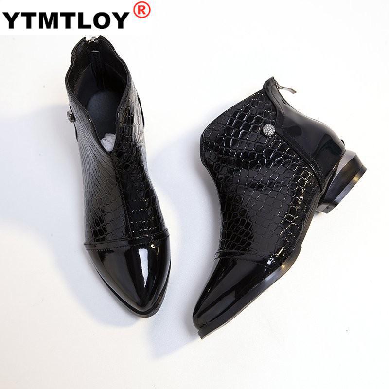 Lady Boots Pointe Shoes Ankle Booties Women Luxury Boots-women Ladies Pointy Rubber Med Low: Black / 39