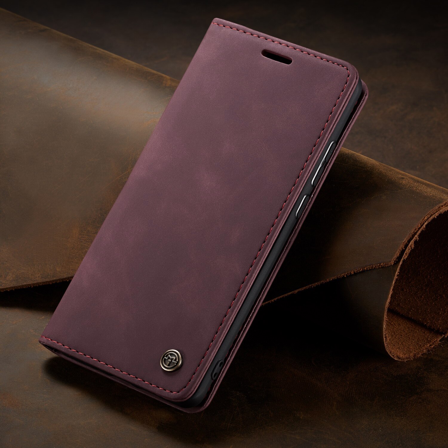 Per Samsung Galaxy S7 Bordo Magnetico Della Copertura di Caso di Vibrazione Su Samsung Galaxy S7 Casse Del Telefono S 7 In Pelle Vintage Portafoglio slot per Scheda di copertura: For Samsung S7 / Wine