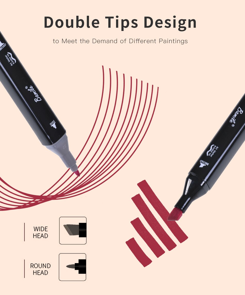 Touchfive Permanente Markers Alcohol Inkt Markers Borstel Dual Tips Professionele Tekening Marker Set Art 40/60/80/168 kleuren