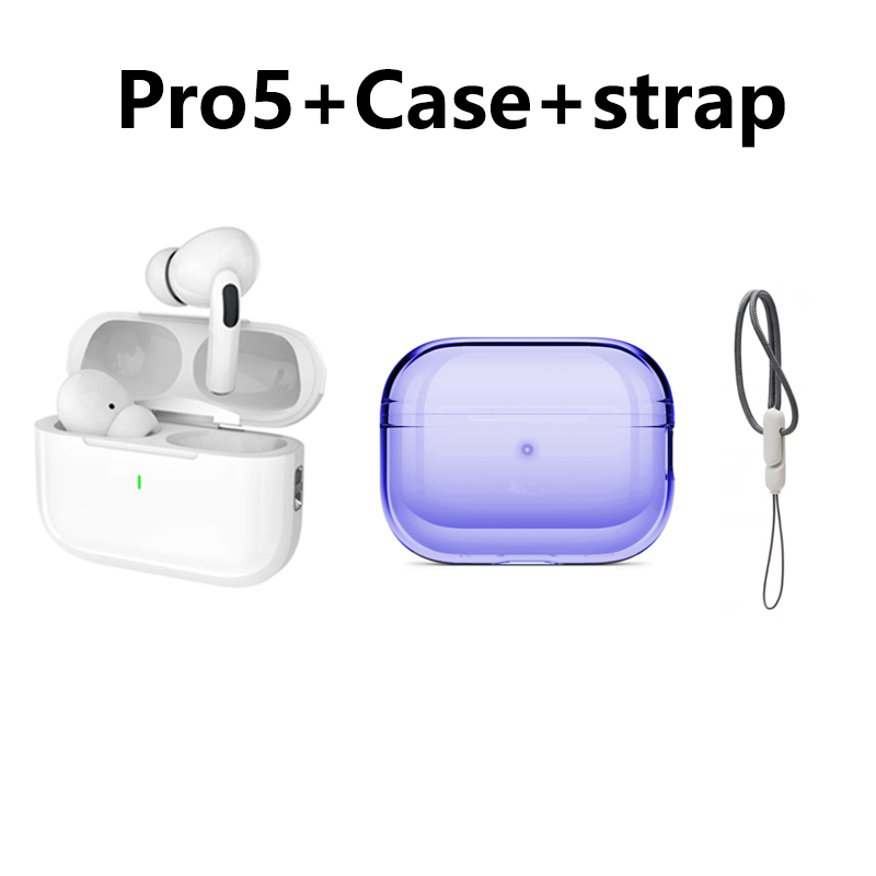 Originale pro 5 tws max trådløse bluetooth-øretelefoner med etui ørepropper støydempende headset for iphone og android-hodetelefoner: Lilla