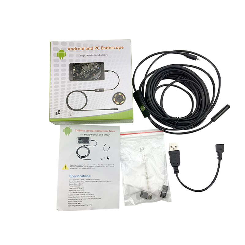 AN97 2w1 Android endoskop 5.5mm obiektyw 6 led 1 m/2 m/3.5 m/5 m/10 m miękki drut twardy wodoodporny OTG Micro USB wąż boroskop inspekcyjny