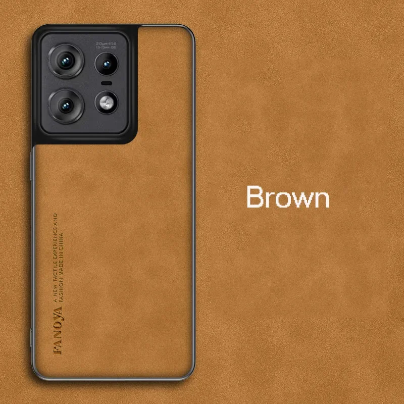 Motorola edge 60 neo -puhelimelle tarkoitettu ylellinen nahkakotelo, mattapintainen silikoninen iskunkestävä suojakansi motorola edge 60 neo -puhelimelle.: Kangas / Ruskea