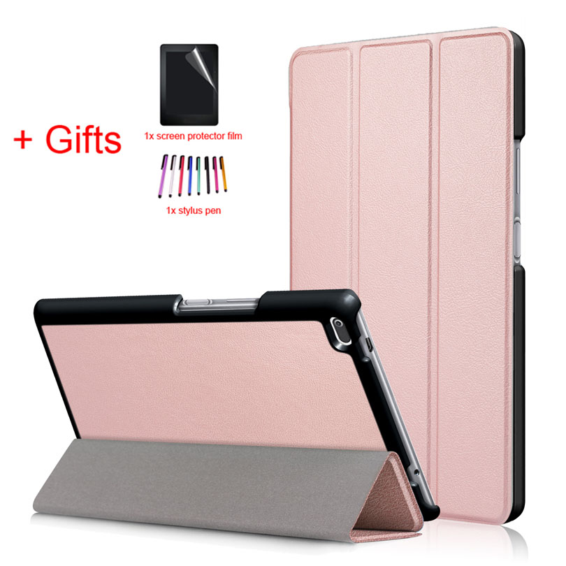 PU Leather Cover Case for Lenovo Tab4 Tab 4 8 TB-8504x TB-8504F TB-8504N TB-8504 8inch Tablet Funda Flip Magnet Case +Film+Pen: Rose Gold