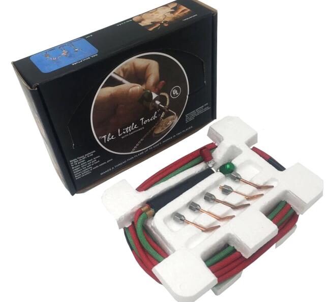 Petit Smith torche à gaz Mini soudure coupe soudeur bijoux outils avec 5 embouts buse or oxygène fondant torche allumage léger: torch with 5 tip 1-5
