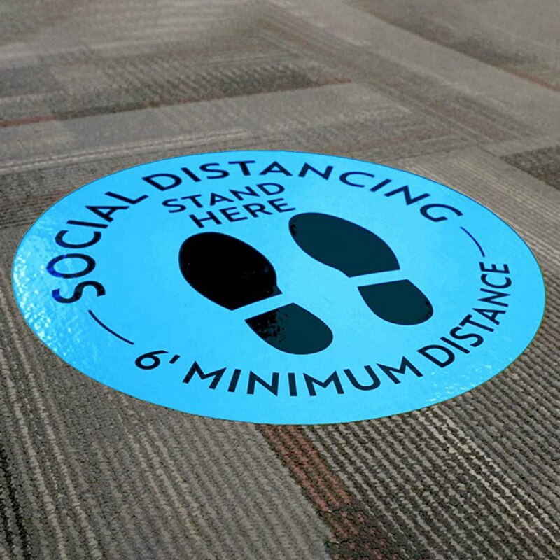 5Pack Social Distancing Floor Decals - Safety Floor Sign Marker - Maintain 6 Foot Distance - Anti-Slip