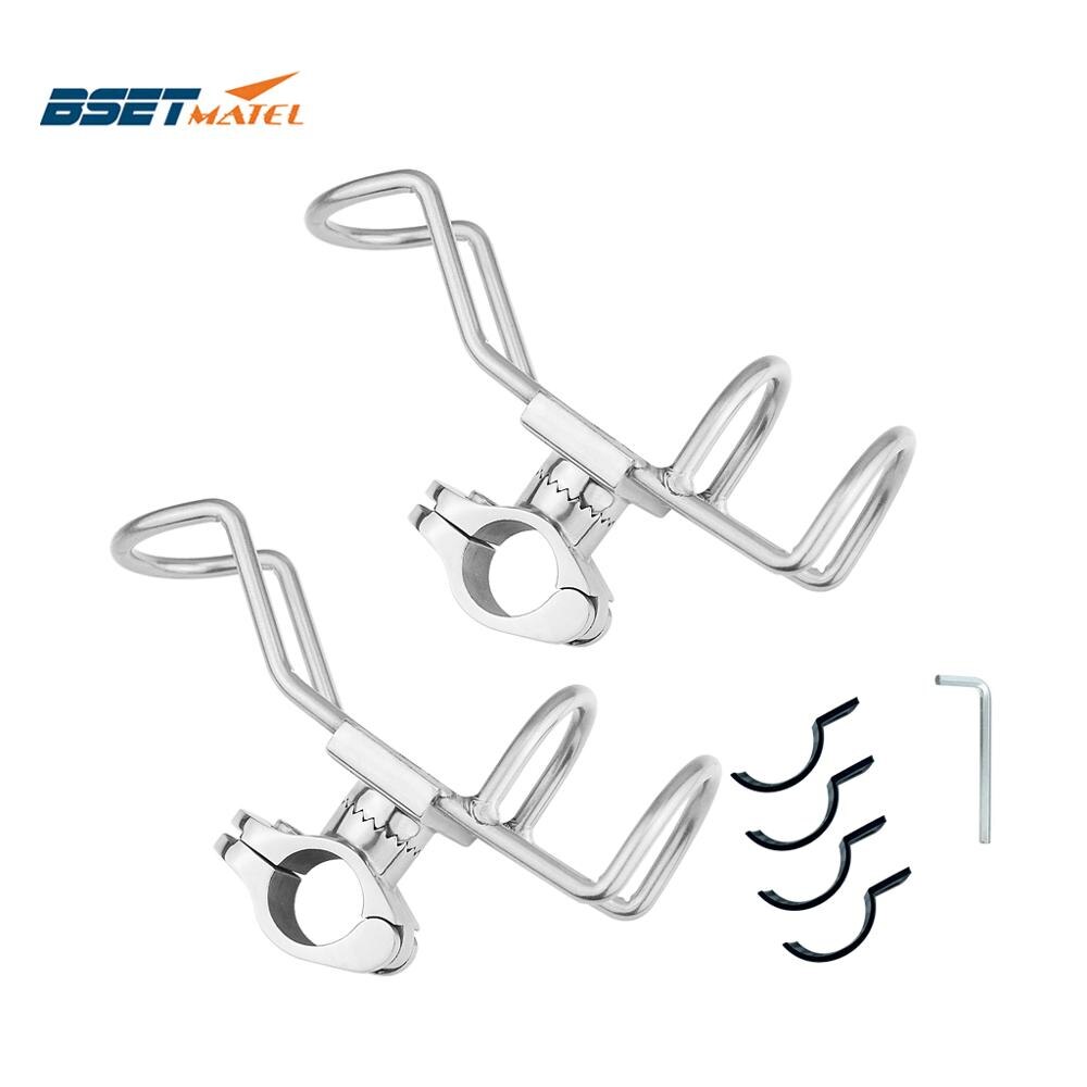 2X Marine Grade Stainless Steel 316 fishing rod rack holder pole bracket support clamp on rail mount 26 or 32mm boat Accessories