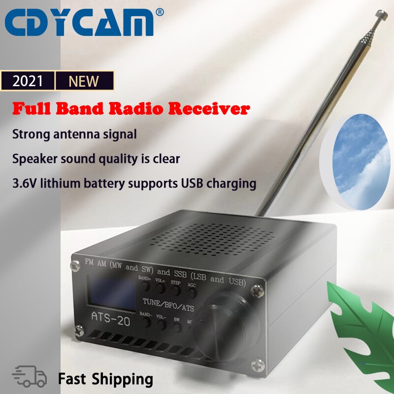 Gemonteerd SI4732 Alle Band Radio Receiver Draagbare Fm Am (Sw &amp; Mw &amp; Lw) ssb (Lsb &amp; Usb) Met Lithium Batterij + Antenne + Luidspreker + Case