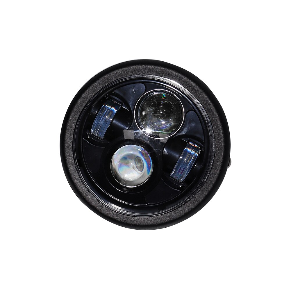 Phare LED rond de moto avec support, 5.75 pouces, universel pour Chopper Cafe Racer Bobber 30W, phare rétro 12V Halo blanc