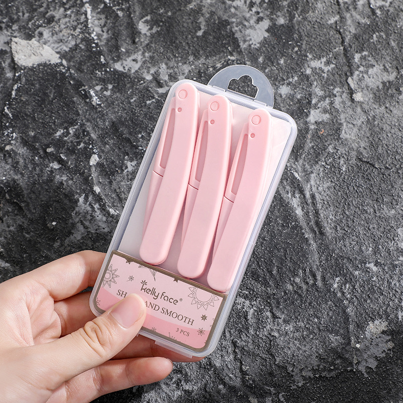 Kit de rasoir à sourcils , couteau de mise en forme des sourcils, ciseaux, peigne pour femmes, accessoires de maquillage: Rose