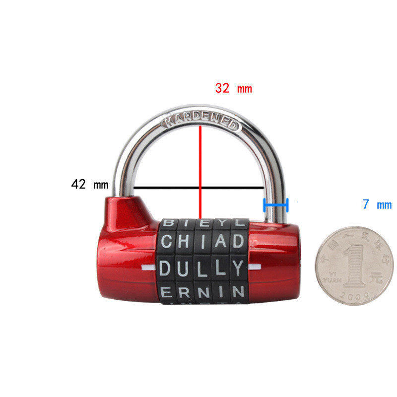5-Buchstaben-Wortschloss, 5-stelliges Zahlenschloss, Sicherheitsvorhängeschloss für Schließfächer Ich bin Fitnessstudio, Sportspind, Zaun, Werkzeugkasten, Koffer, Haspe-Aufbewahrung
