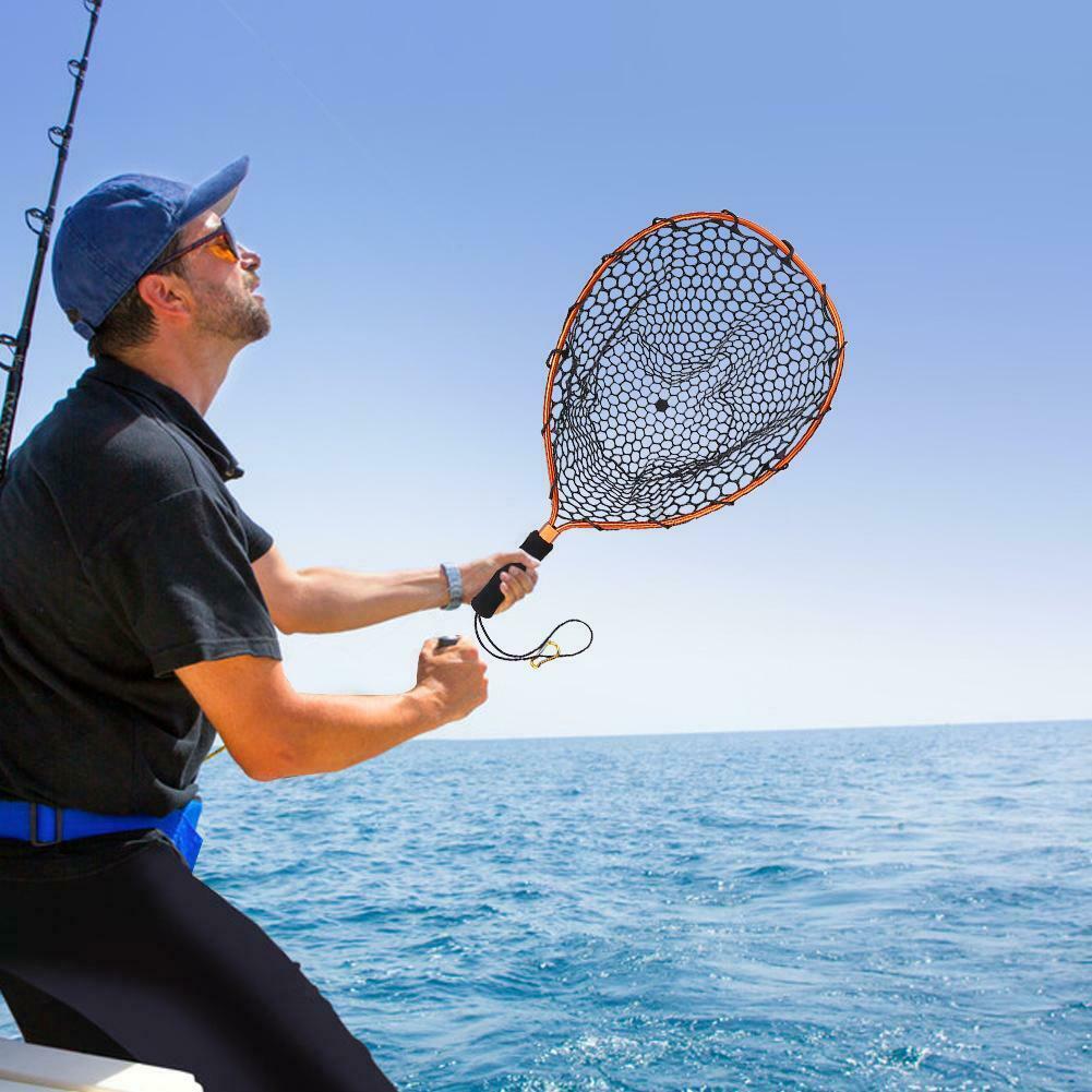 Fishing Net Aluminum Pole Retractable Telescoping Foldable Landing Rubber Net MCK99