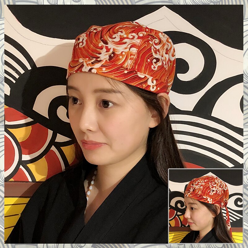 Cuisine Headscarf Chef&#39;s Hat Japanese Restaurant Uniforms Sushi Cook Cap Unisex Kitchen Job Japanese Sushi Hat: Gray