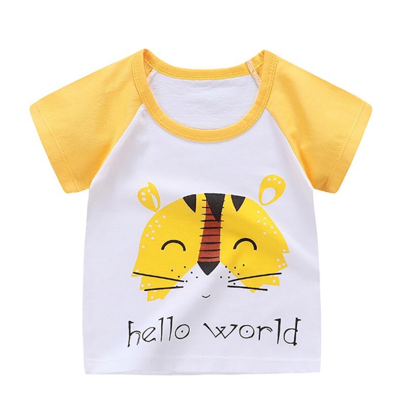 Peuter Baby Jongen Meisje Zomer Katoenen Tops Blouse Baby Ronde Kraag Korte Mouw Casual Top Pasgeboren Unisex Cartoon Print T-shirt