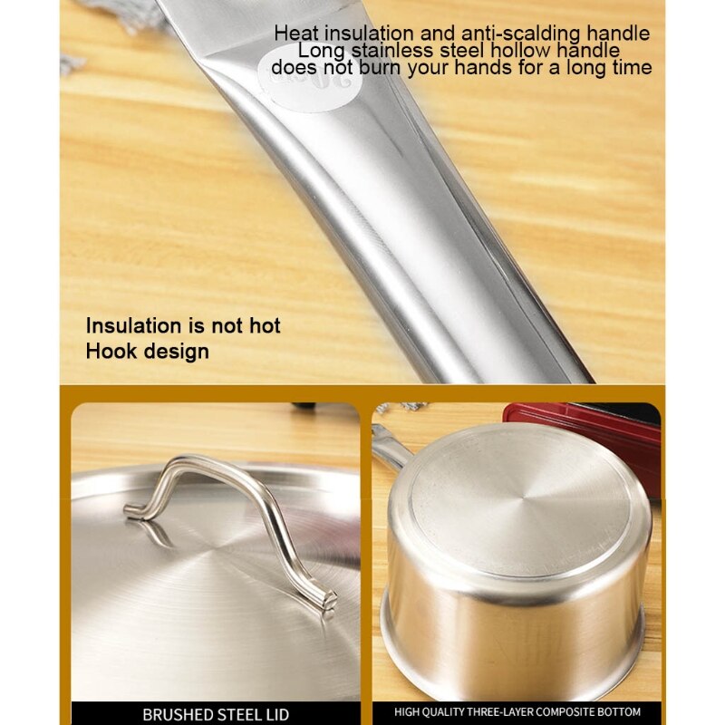 1.5/1.8L Rvs Bak Pan Met Cover Helper Handvat Keuken Pan Pot