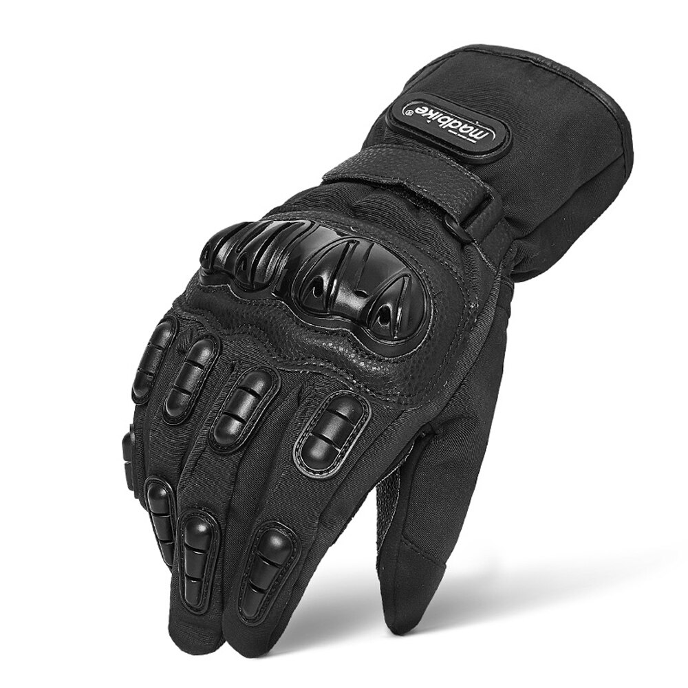 MADBIKE Winter Motorrad Handschuhe Touchscreen Wasserdicht Guantes Moto Handschuhe Thermische Vlies Gefüttert Motorrad Reiten Handschuhe: verrückt-15 Schwarz / L