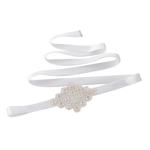 Trixy  s10 diamanten riemen bruidsriem strass riem sjerpen trouwjurk riem avondjurk riem chique riem voor vrouwen huwelijk: Wit