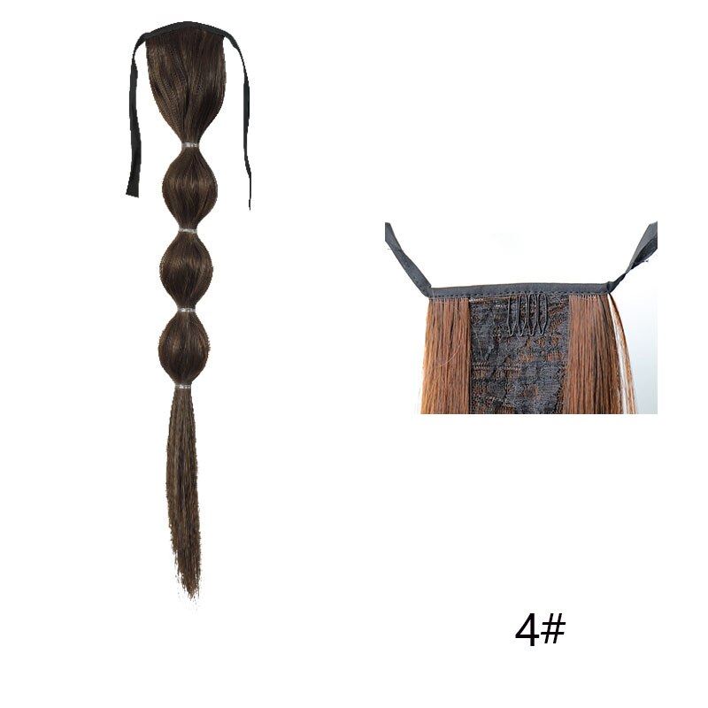 Talang Lange Rechte Bubble Paardenstaart Pruik Clip In Op Silky Synthetische Knot Extensions Staart Valse Haar: 1B/27HL / 35CM