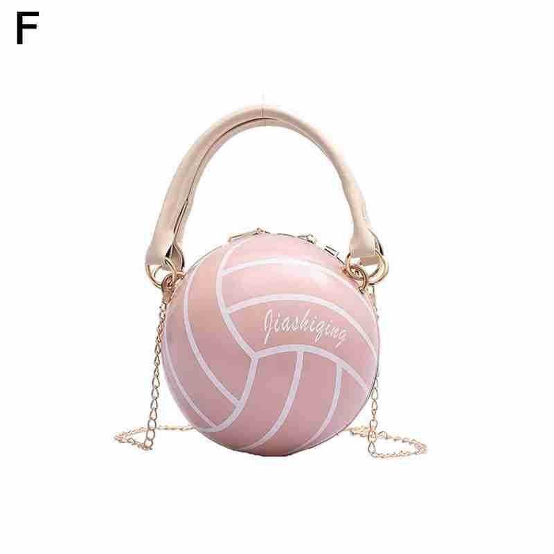 Bolso de hombro con cremallera para mujer, Bola de voleibol de cuero PU, baloncesto, cadena, cruzado, L2N9: F