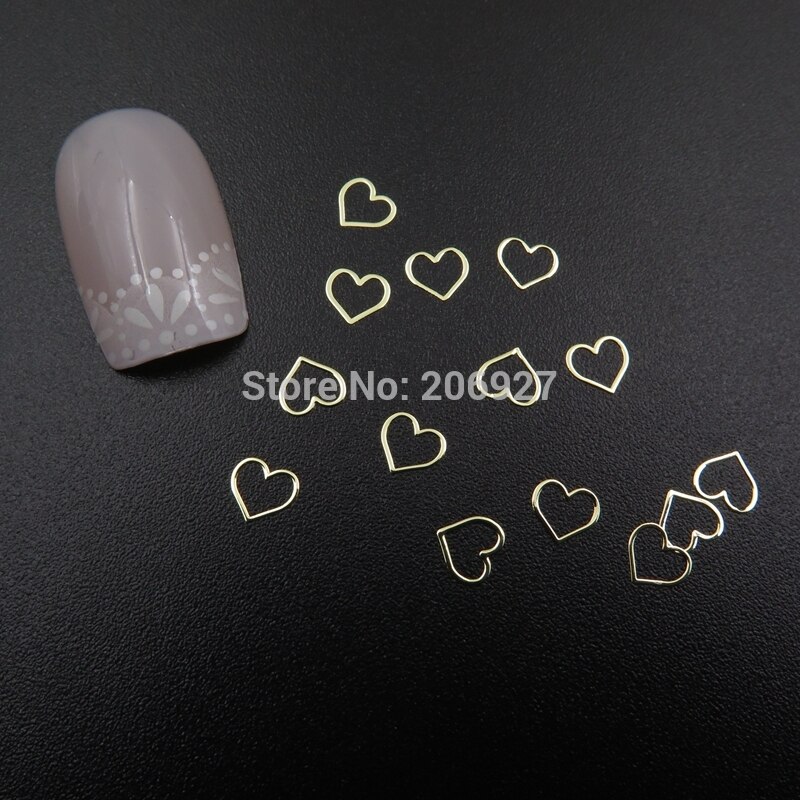 Ms354-2 100 st guld sött hjärta metall klistermärke nagelkonst metall klistermärke nagelkonst dekoration icke-vidhäftande klistermärke