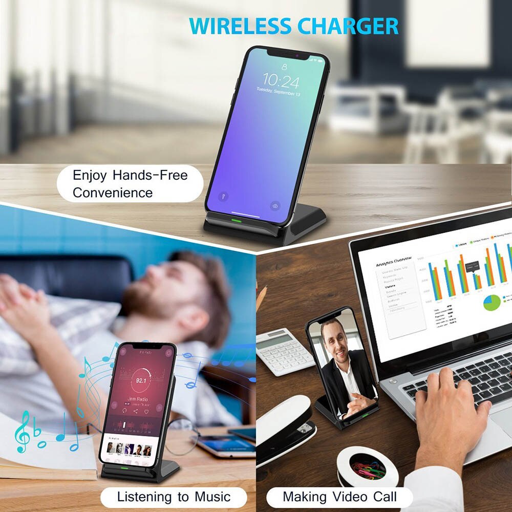 20W Qi Wireless Charger Stand Voor Iphone 12 11 Pro X Xs Max Xr 8 Samsung S21 S20 Note 20 Snel Opladen Dock Station Telefoon Houder