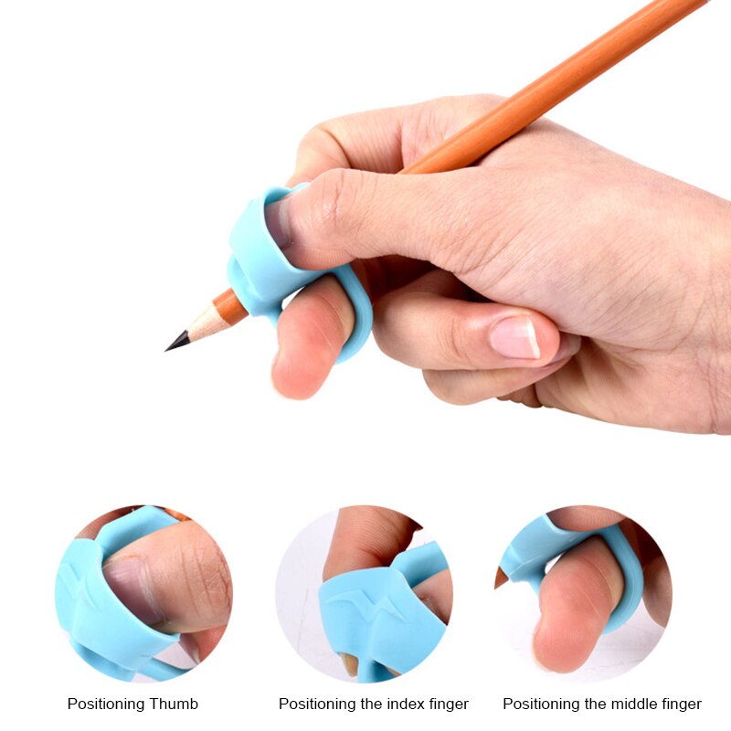 Drie-Vinger Pen Houder Siliconen Baby Leren Schrijven Tool Correctie Apparaat Potlood Set Briefpapier Kind Schrijven Correctie