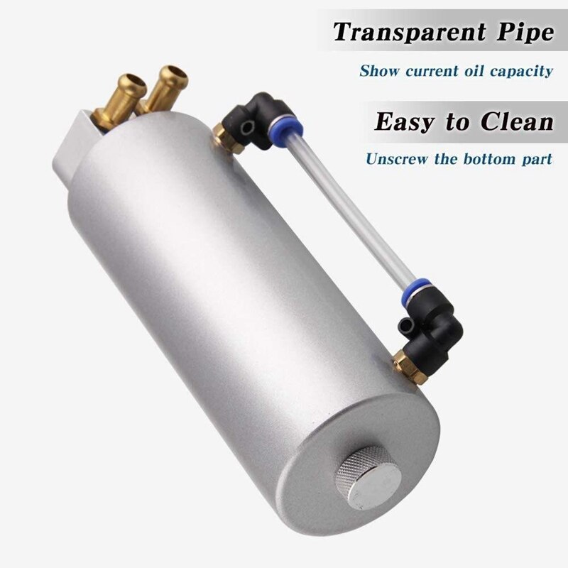 Univarsal aluminium bil olie opsamlingstank kan kit 450ml -  sølv