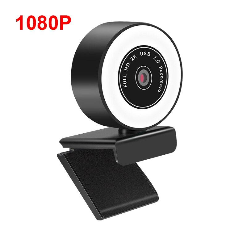 1080P / 2K Hd Usb 2.0 Autofocus Webcam Met Microfoon En Led Ring Licht Voor Desktop / Laptop / Computer Ondersteuning Windows 2000/Xp: 1080P