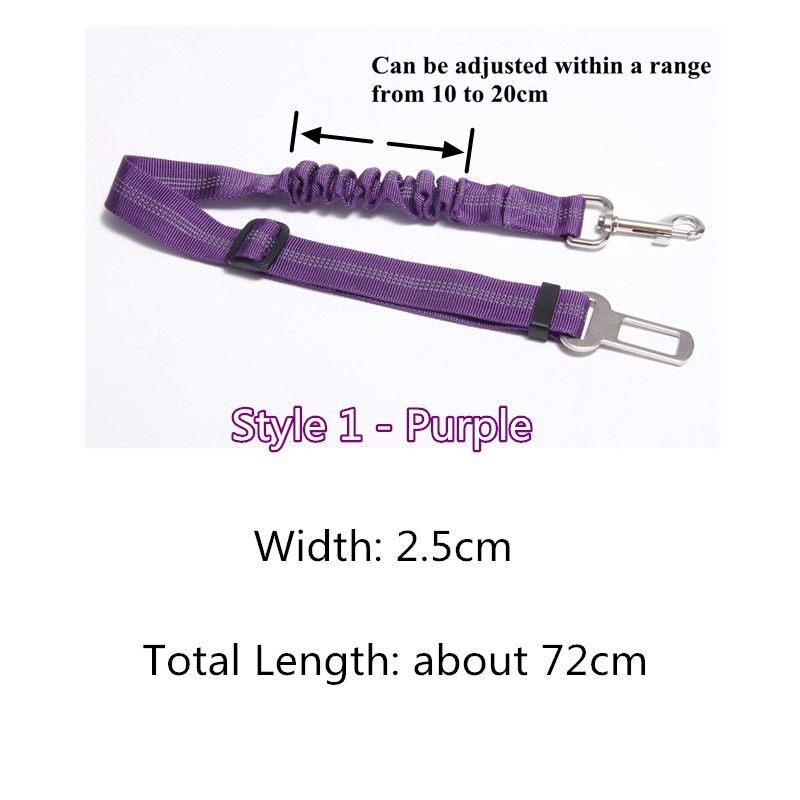 Verstelbare Nylon Pet Hond Autogordel Kat Puppy Lood Kleine Medium Honden Voertuig Leven Veiligheid Riem voor Teddy Yokie: style 1 purple belt