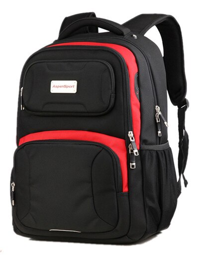 Aspensport 2019 à prova dwaterproof água grande capacidade 17 Polegada saco do portátil homem mochila preto mochila para as mulheres sacos de escola masculino: BLACK RED