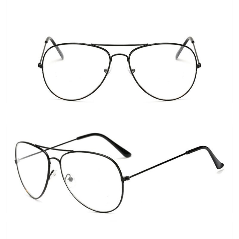 Gafas de piloto clásicas para hombre y mujer, montura gafas miopía marcos para gafas con receta, lentes ópticas: Black