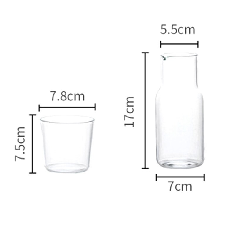 Water Karaf Met Tumbler Glas Koud Warm Water Fles Cup Sets Nachtkastje Water Pitcher Hoge Temperatuur Weerstand Fles