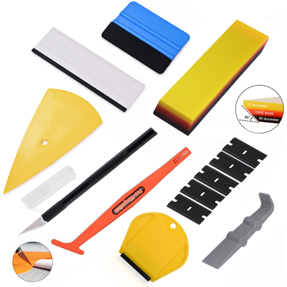 Foshio kolfiber folie film vinyl wrap biltillbehör verktygssats fönster toning ppf skrapa diy kniv klistermärke remover skrapa