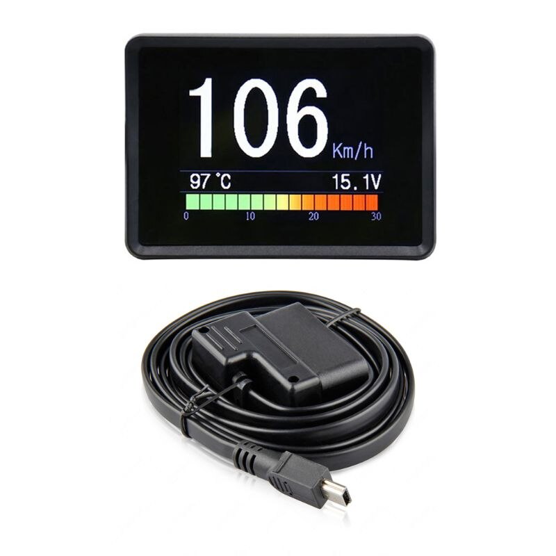 Universel bil smart digital måler head up display obd ii system brændstof temp gauge  dc 9-18v til overhastighed advarsel vandtemperatur