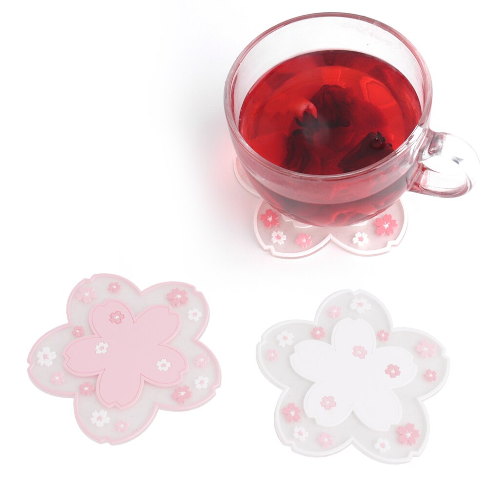 2 stk japansk stil kirsebærblomst varmeisolering bordmåtte familiekontor skridsikker te kop mælkekrus kaffekop coaster