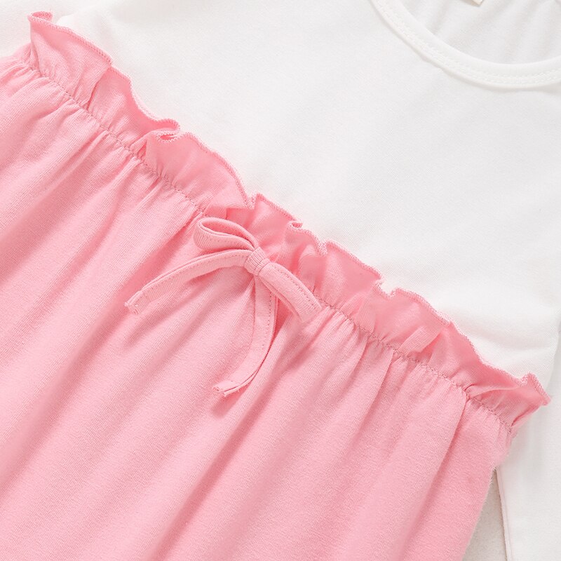 Ropa Para niña recién nacida de 0 a 2T, mono con volante para niña pequeña, mono de empalme blanco y rosa de manga larga, mono barato