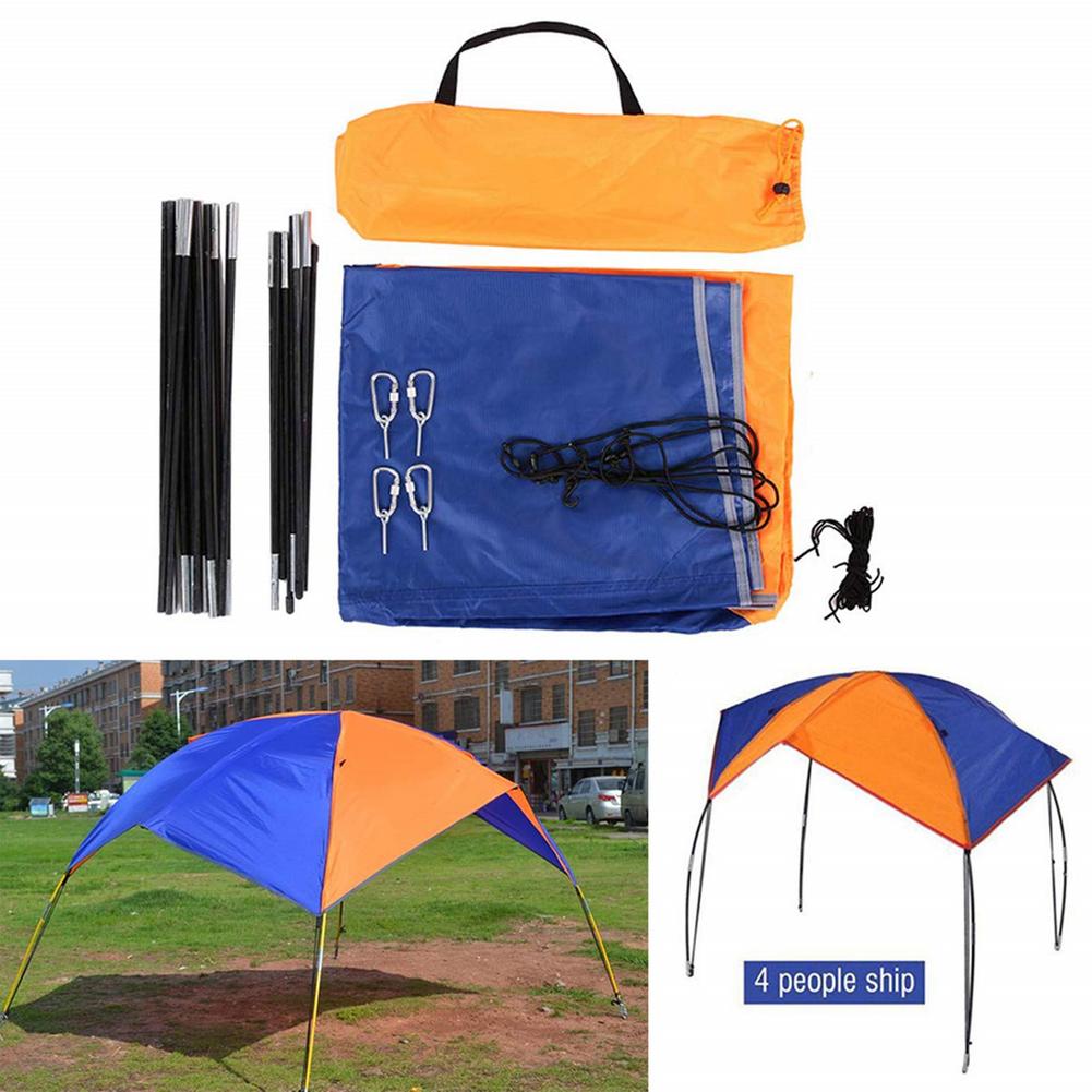 Inflatable Boat Tent Waterproof Rubber Boat Folding Awning For 4 People Anti-wind Glass Fiber Rod Polyester Cloth