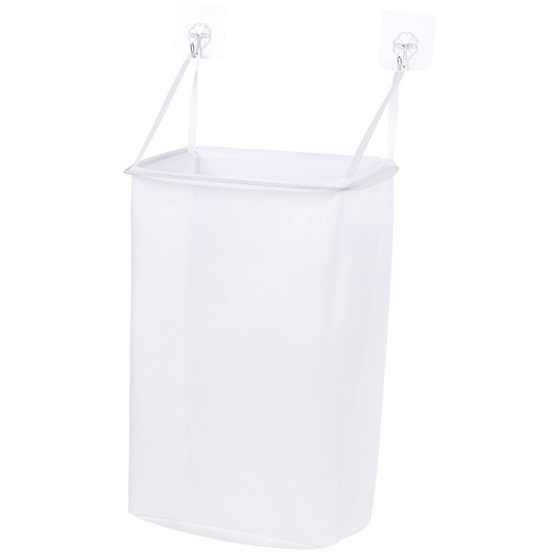 Husholdnings vægmonteret vasketøjskurv snavset vasketøjskurv sammenklappelig børnelegetøj sorteringsorganisator badeværelsestøj opbevaringstasker: Hvid