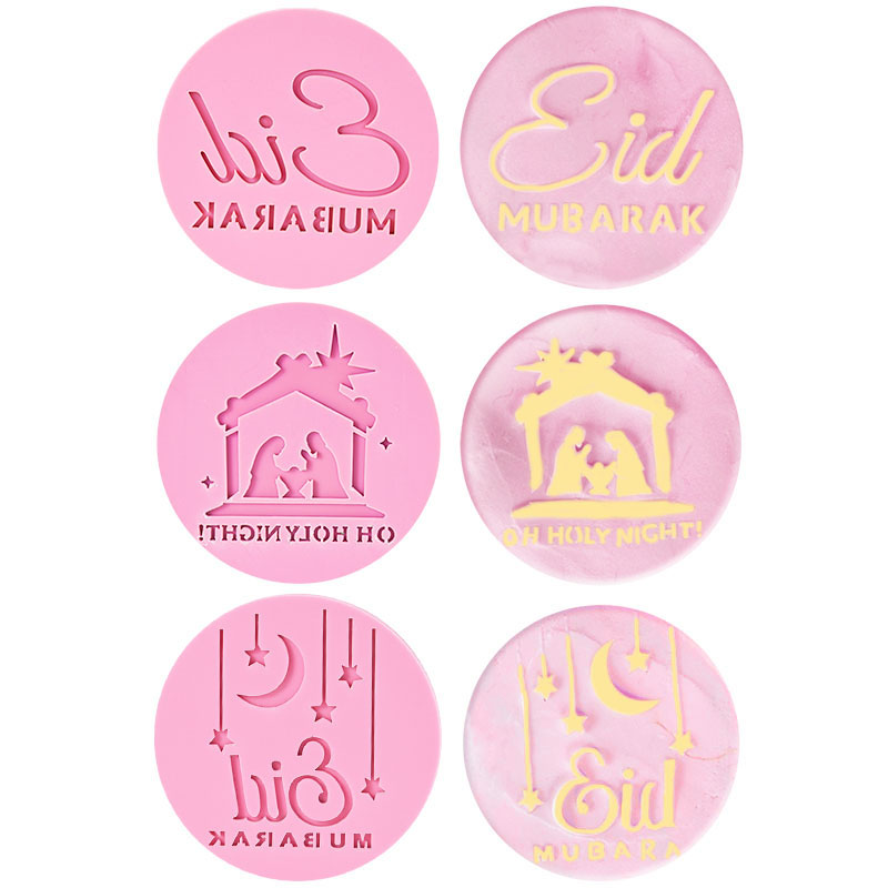 Eid mubarak cookies udskærer måne stjerne tempel præget kiks form fondant stempel ramadan muslimsk fest gør-det-selv kage dekorationsværktøj
