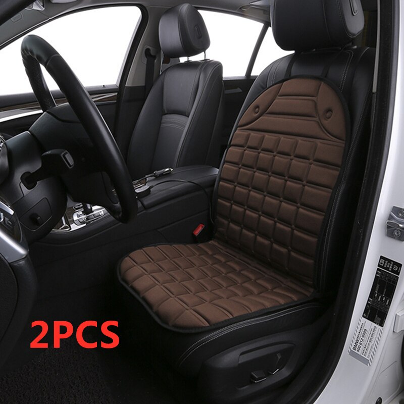 Heated Seat Heater 12V 2 In 1 Fast Heated Adjustable car heater Car Electric Heated Seat Car Styling Winter Pad Cushions Auto: coffee 2pcs