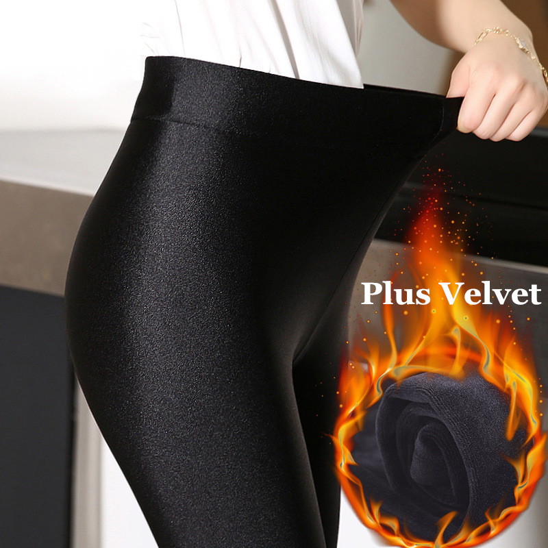 Mallas cálidas de terciopelo para mujer, Leggings de piel sintética, de franela, elásticas, ajustadas, de algodón, novedad, primavera e invierno: Thick Velvet / XL