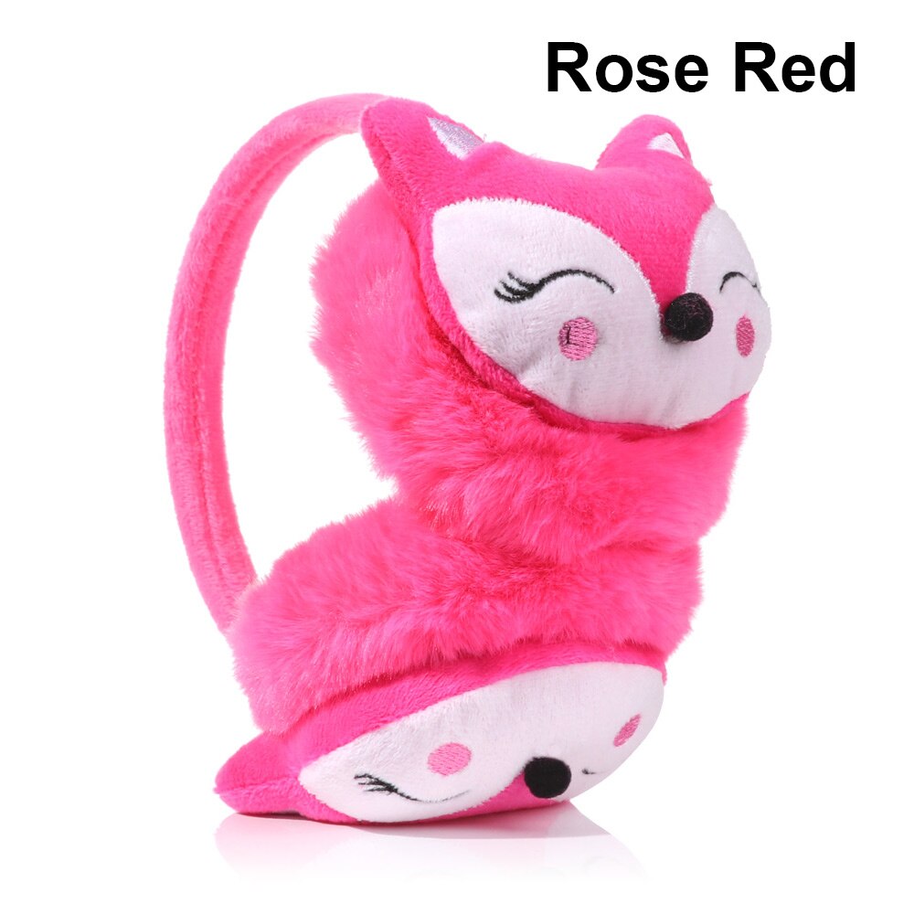 Orejeras de zorro de dibujos animados para mujeres y niñas, orejeras cálidas de felpa, calentador de orejas grueso para niñas, niños, estudiantes, mantener la oreja: rose red
