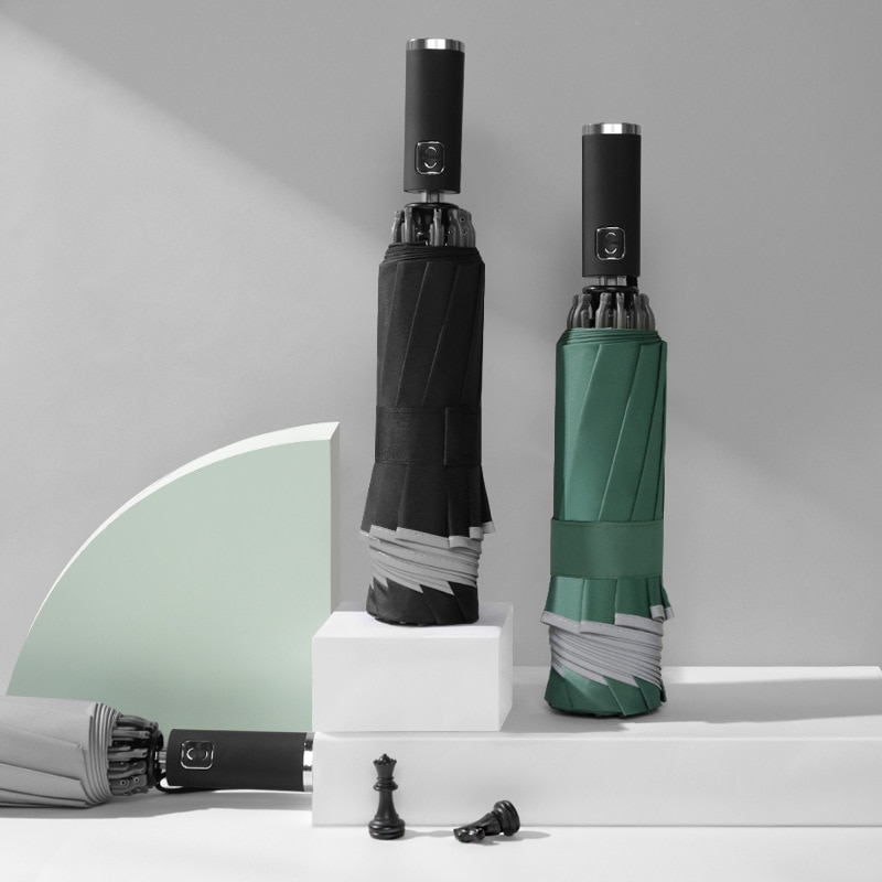 Reflective Automatic Inverted umbrella Car folding reverse umbrella Men women Three-fold business reverse umbrella 5 colors