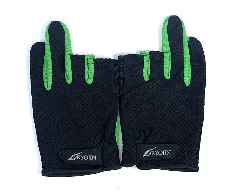 Autentici guanti da pesca UV traspiranti antiscivolo traspiranti con protezione solare estiva a tre dita RYOJIN: green / XL